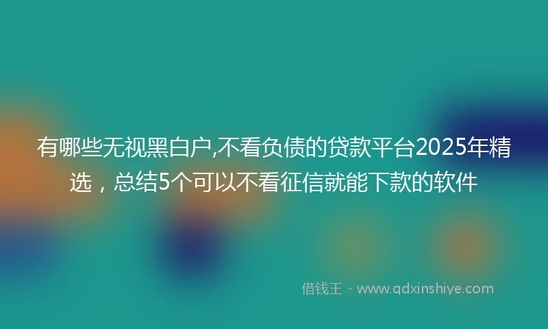 有哪些无视黑白户,不看负债的贷款平台2025年精选，总结5个可以不看征信就能下款的软件