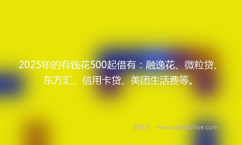 2025年的有钱花500起借有：融逸花、微粒贷、东方汇、信用卡贷、美团生活费等。
