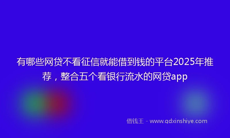 有哪些网贷不看征信就能借到钱的平台2025年推荐，整合五个看银行流水的网贷app