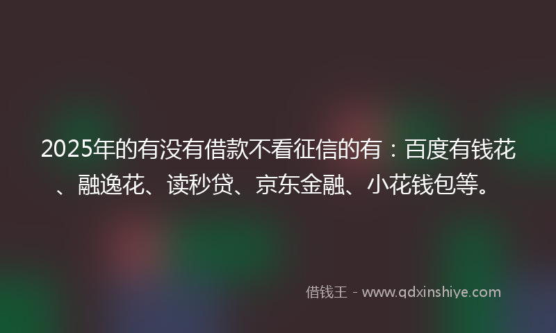 2025年的有没有借款不看征信的有：百度有钱花、融逸花、读秒贷、京东金融、小花钱包等。