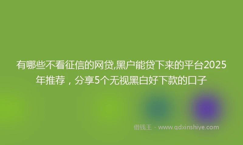 有哪些不看征信的网贷,黑户能贷下来的平台2025年推荐，分享5个无视黑白好下款的口子