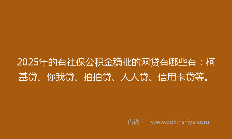 2025年的有社保公积金稳批的网贷有哪些有：柯基贷、你我贷、拍拍贷、人人贷、信用卡贷等。