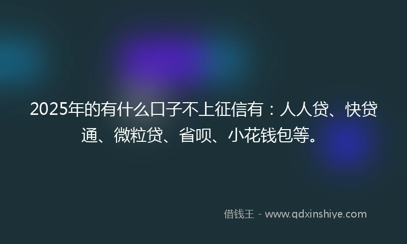 2025年的有什么口子不上征信有：人人贷、快贷通、微粒贷、省呗、小花钱包等。