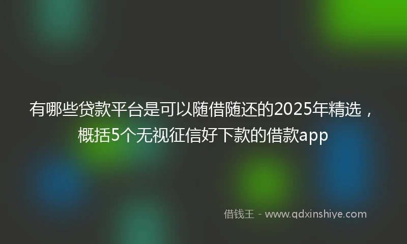 有哪些贷款平台是可以随借随还的2025年精选，概括5个无视征信好下款的借款app