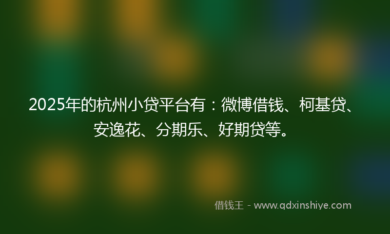 2025年的杭州小贷平台有：微博借钱、柯基贷、安逸花、分期乐、好期贷等。