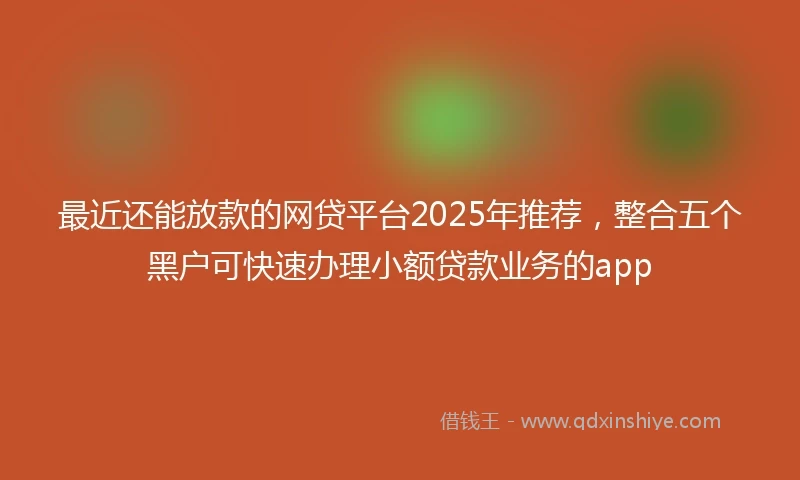 最近还能放款的网贷平台2025年推荐，整合五个黑户可快速办理小额贷款业务的app