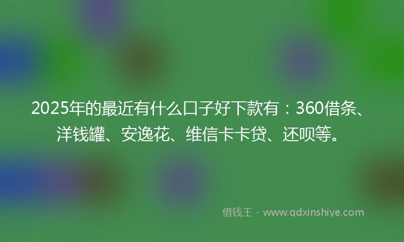 2025年的最近有什么口子好下款有:360借条、洋钱罐、安逸花、维信卡卡贷、还呗等。