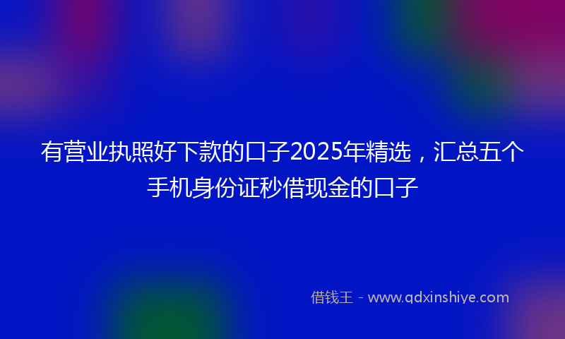 有营业执照好下款的口子2025年精选，汇总五个手机身份证秒借现金的口子