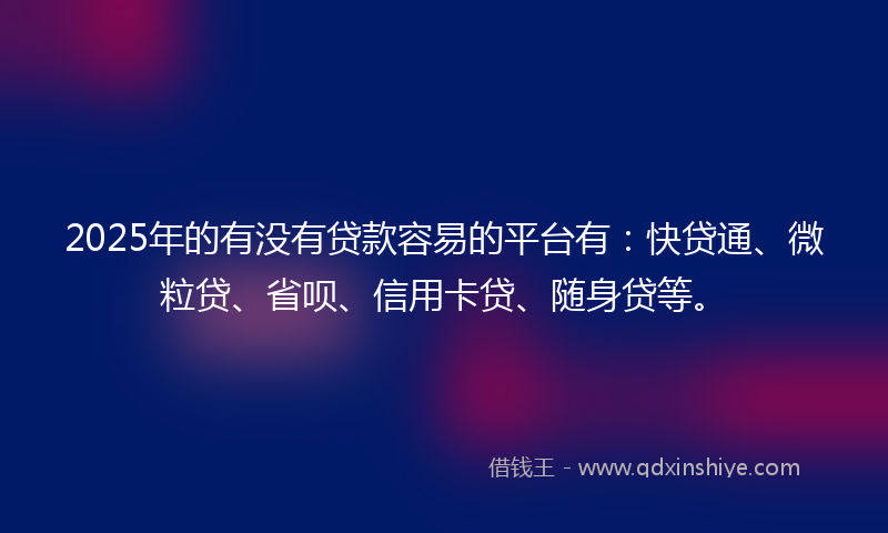 2025年的有没有贷款容易的平台有：快贷通、微粒贷、省呗、信用卡贷、随身贷等。