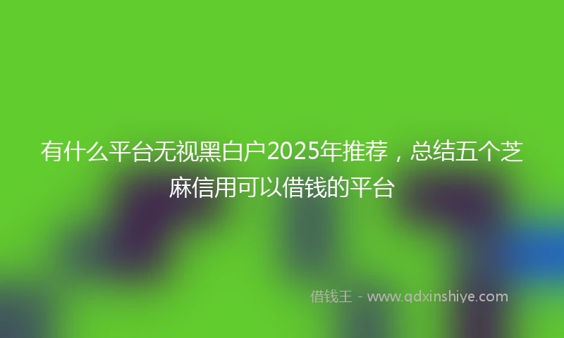 有什么平台无视黑白户2025年推荐，总结五个芝麻信用可以借钱的平台