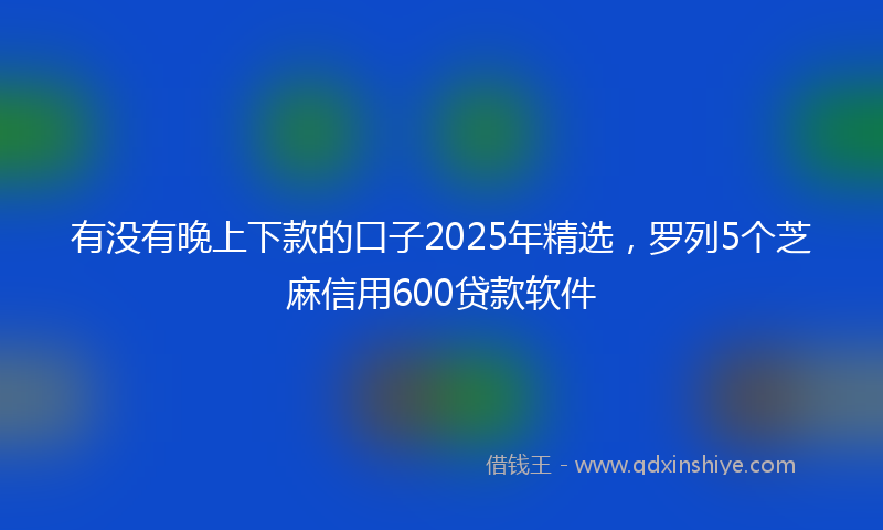 有没有晚上下款的口子2025年精选，罗列5个芝麻信用600贷款软件