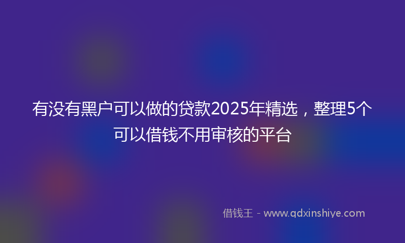 有没有黑户可以做的贷款2025年精选，整理5个可以借钱不用审核的平台