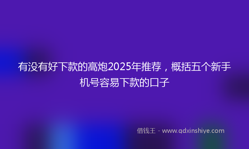 有没有好下款的高炮2025年推荐，概括五个新手机号容易下款的口子