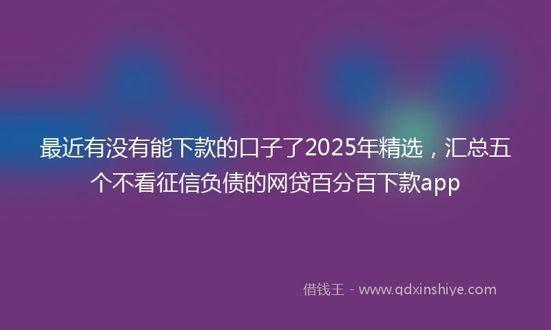 最近有没有能下款的口子了2025年精选，汇总五个不看征信负债的网贷百分百下款app