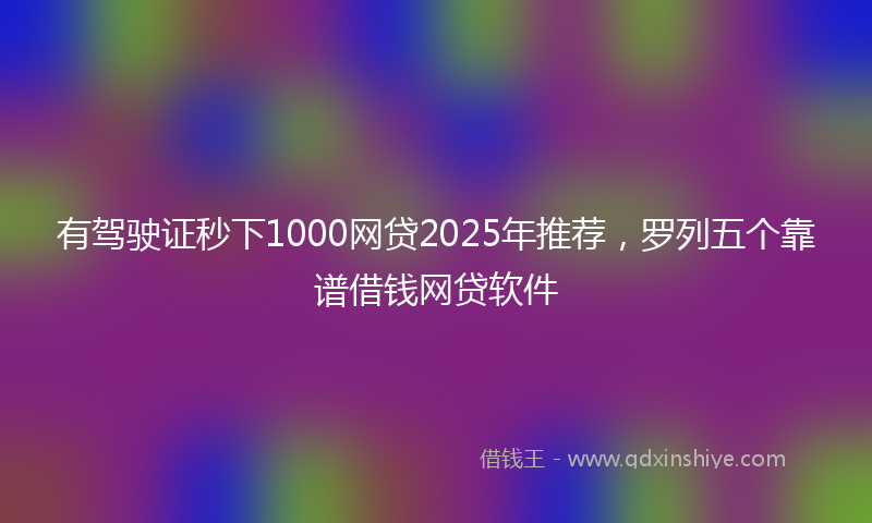 有驾驶证秒下1000网贷2025年推荐，罗列五个靠谱借钱网贷软件