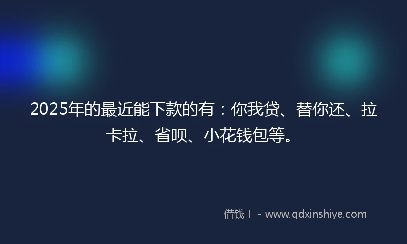 2025年的最近能下款的有：你我贷、替你还、拉卡拉、省呗、小花钱包等。