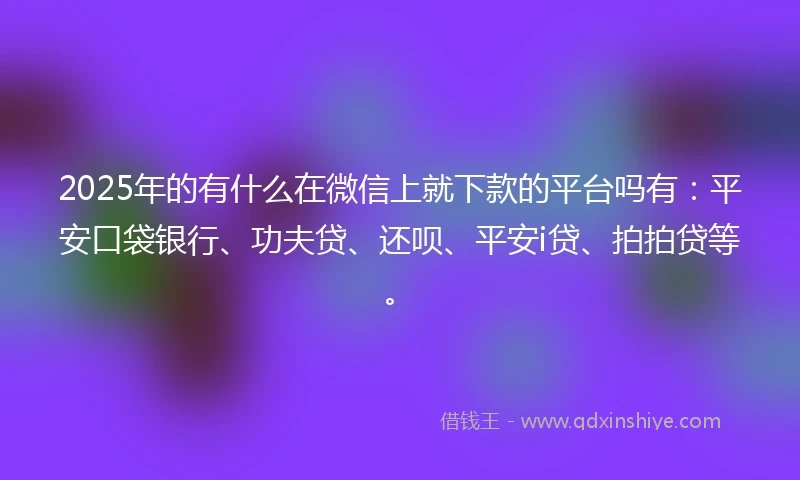 2025年的有什么在微信上就下款的平台吗有：平安口袋银行、功夫贷、还呗、平安i贷、拍拍贷等。