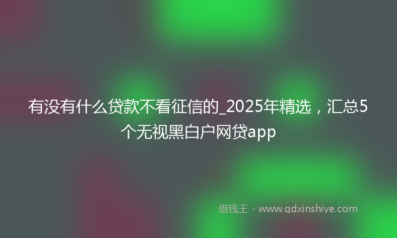 有没有什么贷款不看征信的_2025年精选，汇总5个无视黑白户网贷app