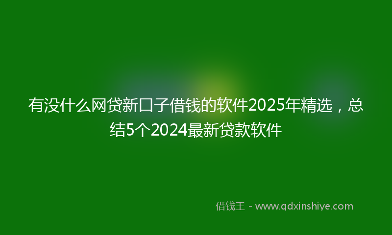 有没什么网贷新口子借钱的软件2025年精选，总结5个2024最新贷款软件