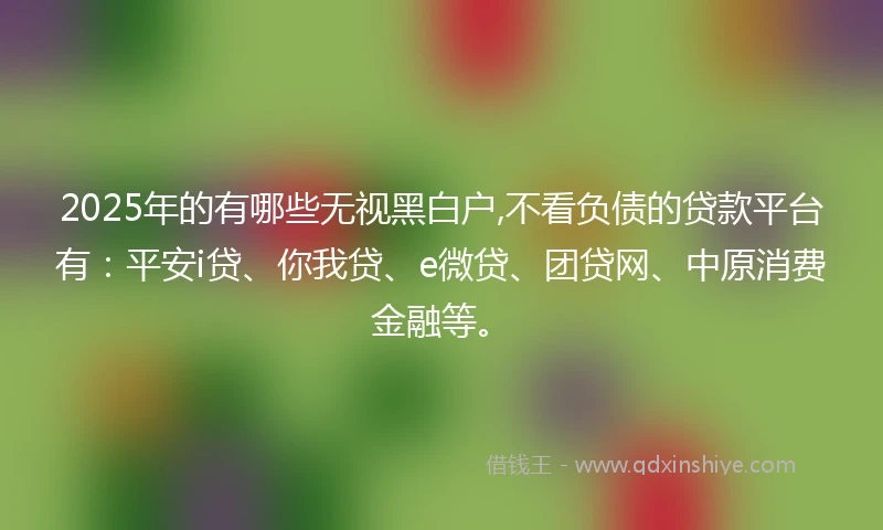 2025年的有哪些无视黑白户,不看负债的贷款平台有：平安i贷、你我贷、e微贷、团贷网、中原消费金融等。