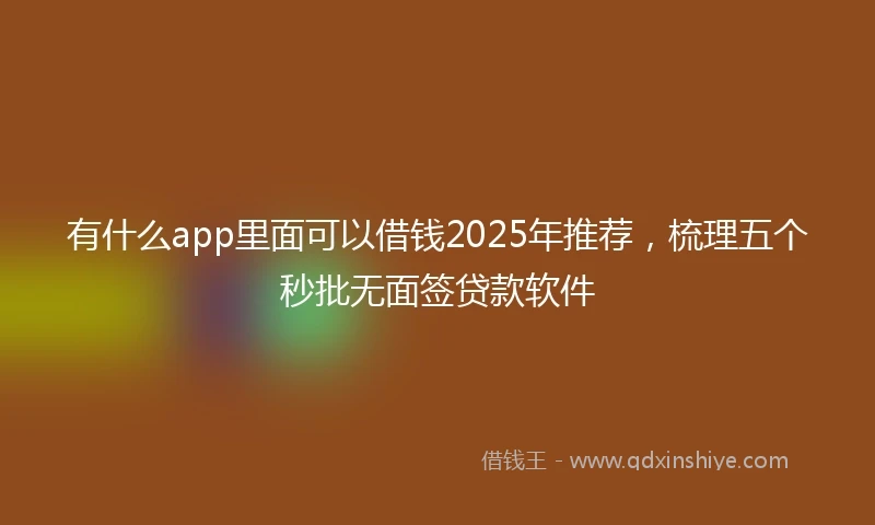 有什么app里面可以借钱2025年推荐，梳理五个秒批无面签贷款软件