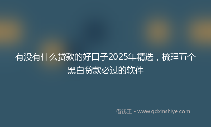 有没有什么贷款的好口子2025年精选，梳理五个黑白贷款必过的软件
