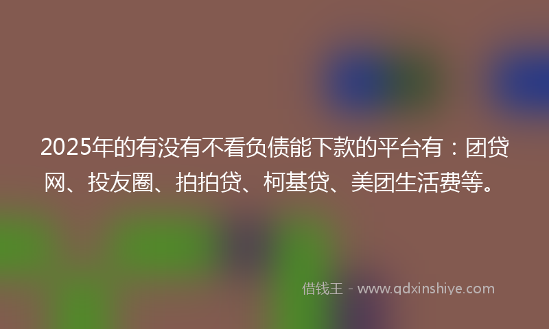 2025年的有没有不看负债能下款的平台有：团贷网、投友圈、拍拍贷、柯基贷、美团生活费等。