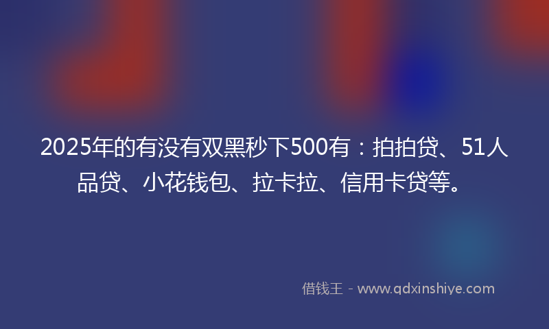 2025年的有没有双黑秒下500有：拍拍贷、51人品贷、小花钱包、拉卡拉、信用卡贷等。