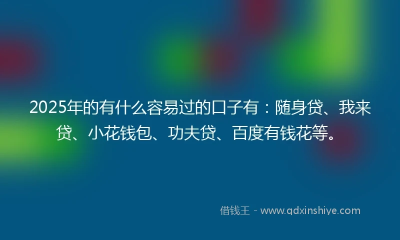 2025年的有什么容易过的口子有：随身贷、我来贷、小花钱包、功夫贷、百度有钱花等。