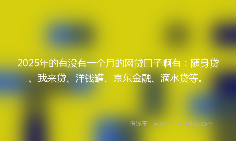 2025年的有没有一个月的网贷口子啊有：随身贷、我来贷、洋钱罐、京东金融、滴水贷等。