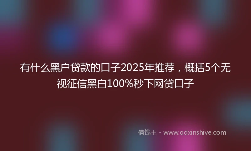 有什么黑户贷款的口子2025年推荐,概括5个无视征信黑白100%秒下网贷口子