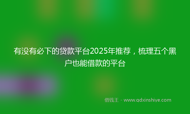 有没有必下的贷款平台2025年推荐，梳理五个黑户也能借款的平台