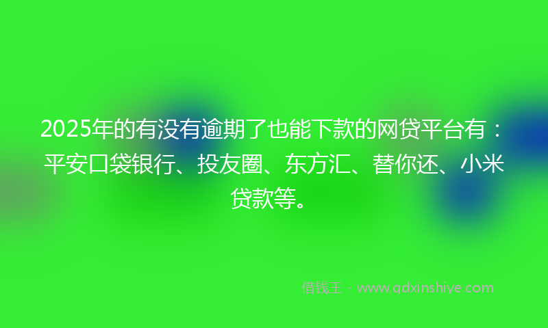 2025年的有没有逾期了也能下款的网贷平台有：平安口袋银行、投友圈、东方汇、替你还、小米贷款等。