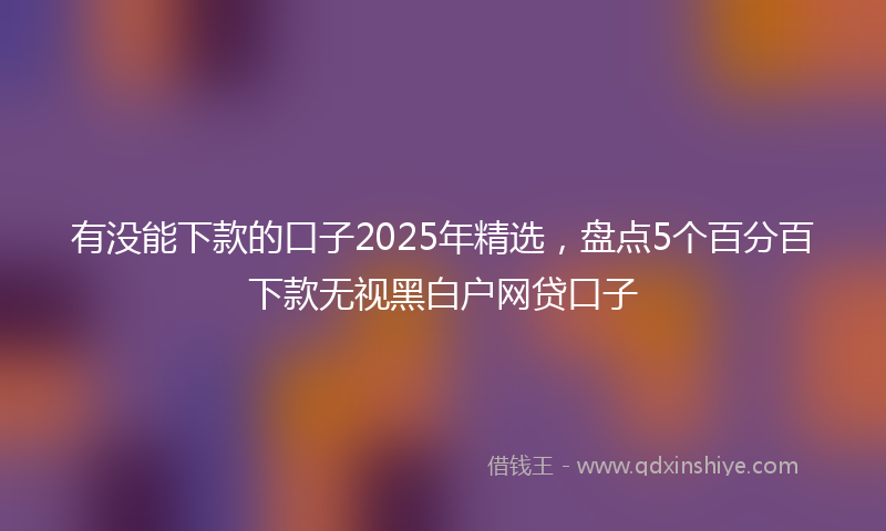 有没能下款的口子2025年精选，盘点5个百分百下款无视黑白户网贷口子