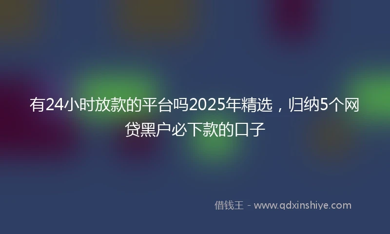 有24小时放款的平台吗2025年精选，归纳5个网贷黑户必下款的口子