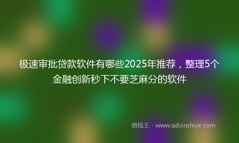 极速审批贷款软件有哪些2025年推荐，整理5个金融创新秒下不要芝麻分的软件