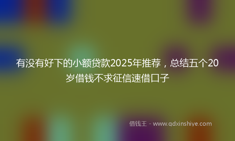 有没有好下的小额贷款2025年推荐，总结五个20岁借钱不求征信速借口子