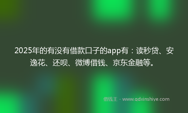 2025年的有没有借款口子的app有：读秒贷、安逸花、还呗、微博借钱、京东金融等。