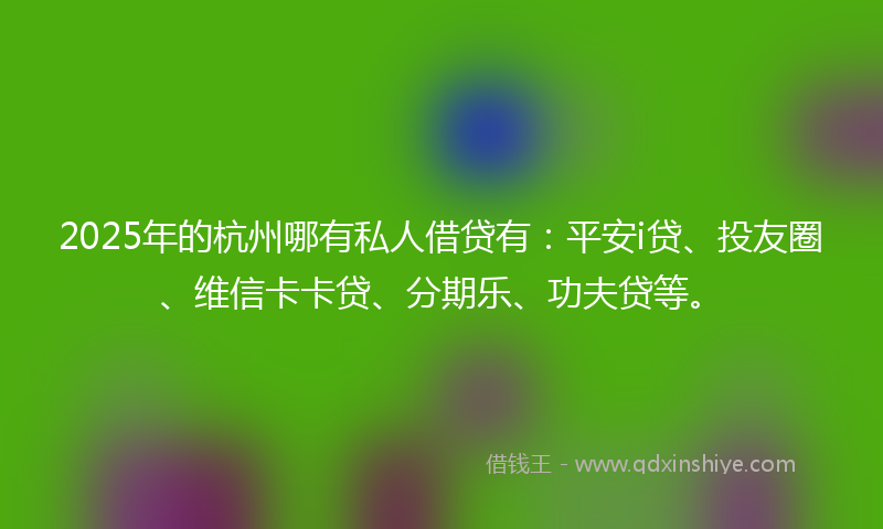 2025年的杭州哪有私人借贷有：平安i贷、投友圈、维信卡卡贷、分期乐、功夫贷等。