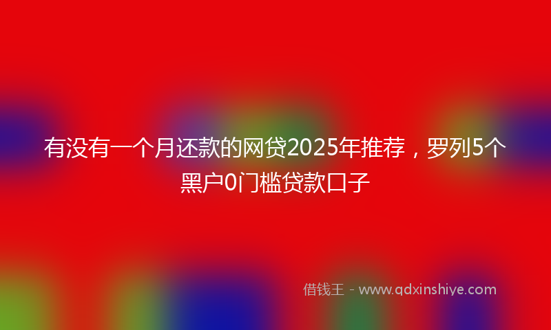 有没有一个月还款的网贷2025年推荐，罗列5个黑户0门槛贷款口子