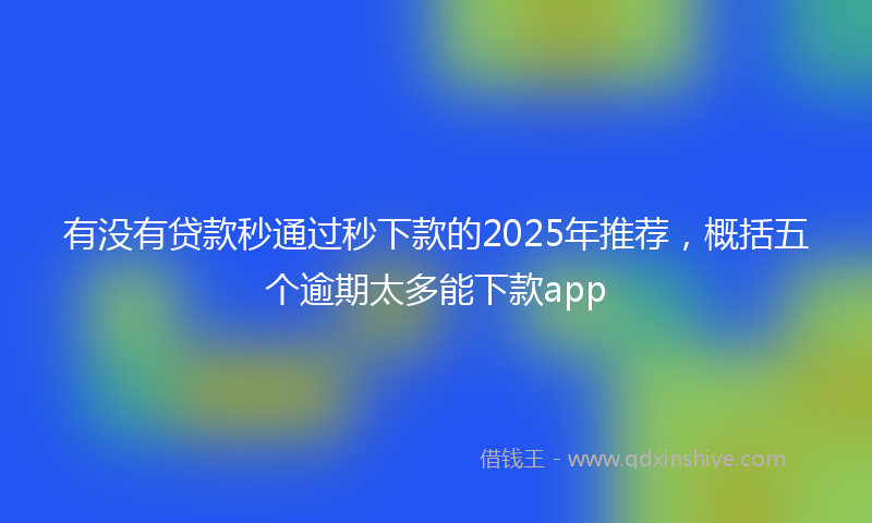 有没有贷款秒通过秒下款的2025年推荐，概括五个逾期太多能下款app