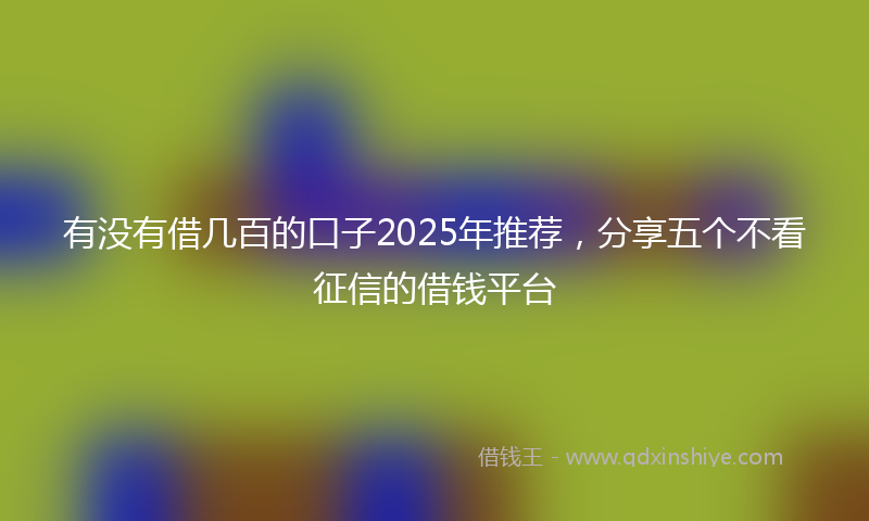 有没有借几百的口子2025年推荐，分享五个不看征信的借钱平台