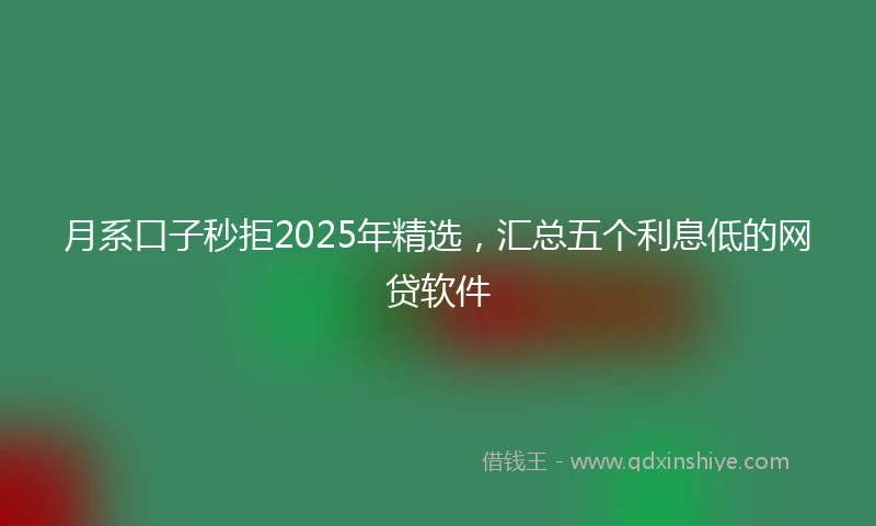 月系口子秒拒2025年精选，汇总五个利息低的网贷软件