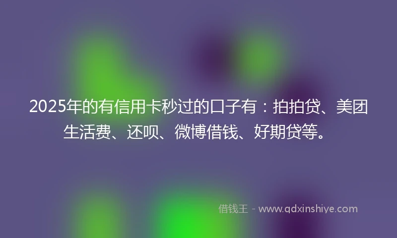 2025年的有信用卡秒过的口子有：拍拍贷、美团生活费、还呗、微博借钱、好期贷等。