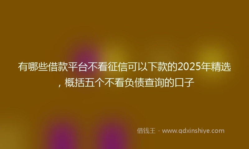 有哪些借款平台不看征信可以下款的2025年精选,概括五个不看负债查询的口子