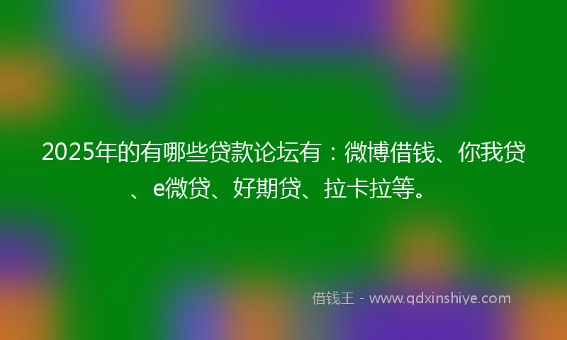 2025年的有哪些贷款论坛有：微博借钱、你我贷、e微贷、好期贷、拉卡拉等。