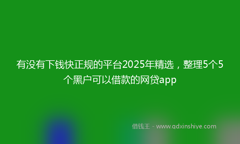 有没有下钱快正规的平台2025年精选，整理5个5个黑户可以借款的网贷app
