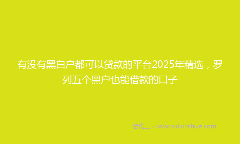 有没有黑白户都可以贷款的平台2025年精选，罗列五个黑户也能借款的口子
