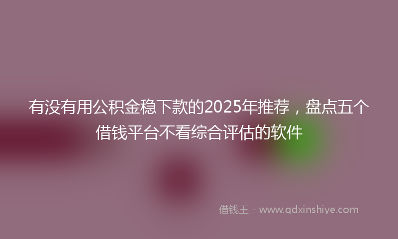 有没有用公积金稳下款的2025年推荐，盘点五个借钱平台不看综合评估的软件