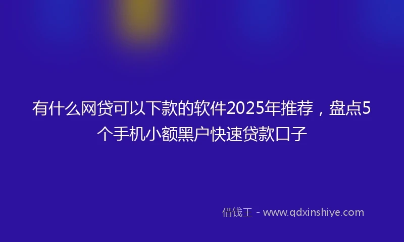 有什么网贷可以下款的软件2025年推荐，盘点5个手机小额黑户快速贷款口子